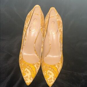 Sam Edelman’ Chic Embroidered Yellow Heels HAZEL POINTED TOE PUMP